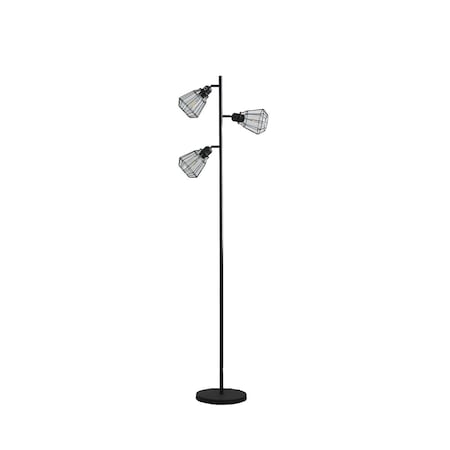 Homeroots 66 in. Three Light Tree Floor Lamp Set, Black 468807
